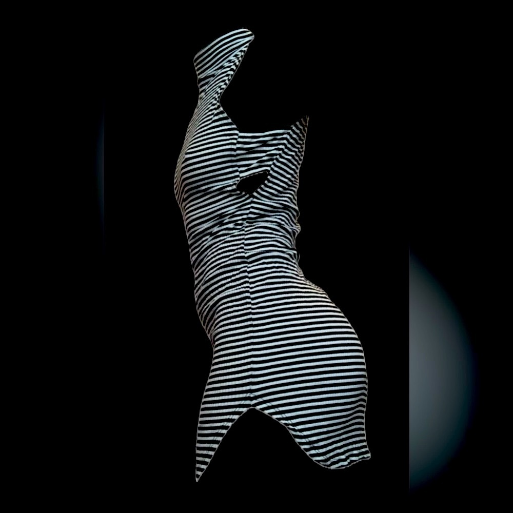 Papaya B&W Striped Dress, Soft Stretchy Black and White